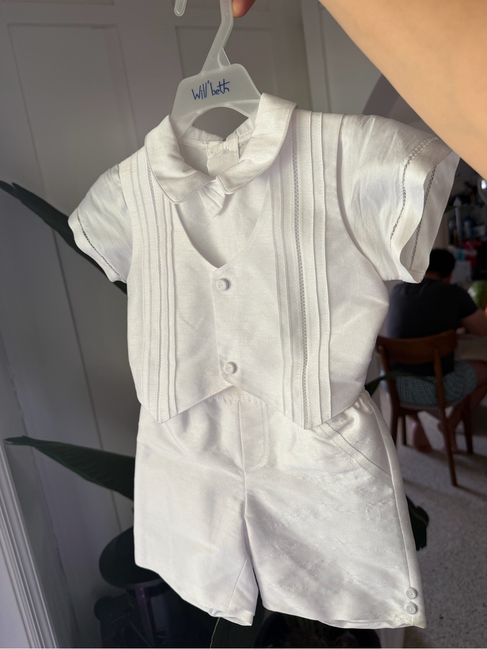 White Infant Dressy Baptism Short Set